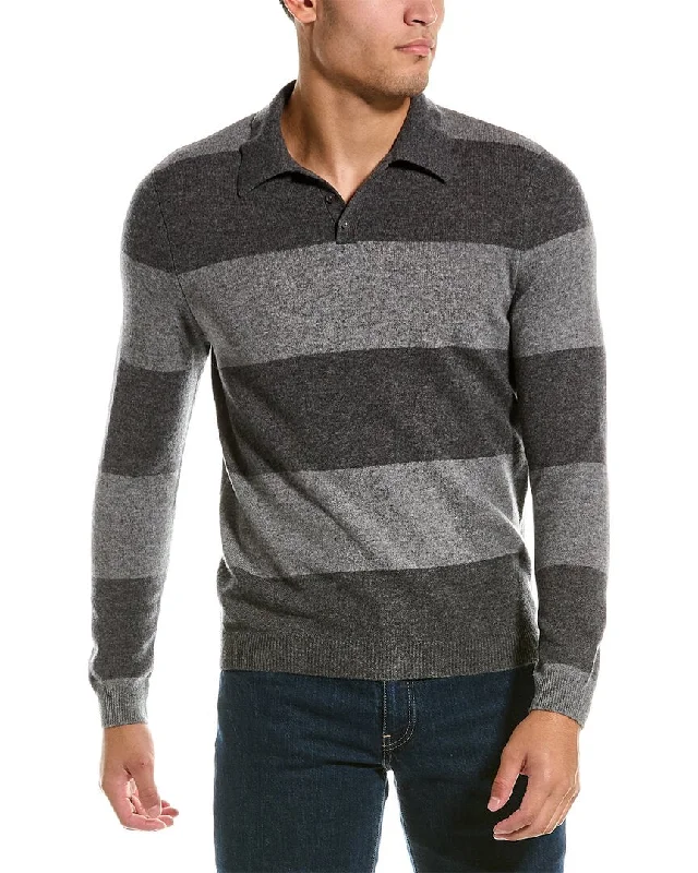 Autumn Cashmere Striped Wool & Cashmere-Blend Polo Sweater