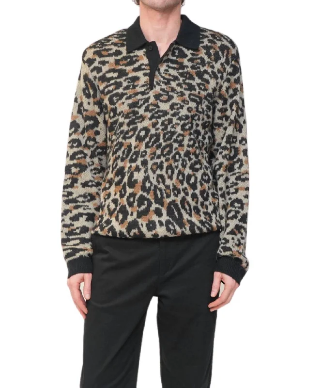 Beauchamp Polo Sweater In Leopard Print