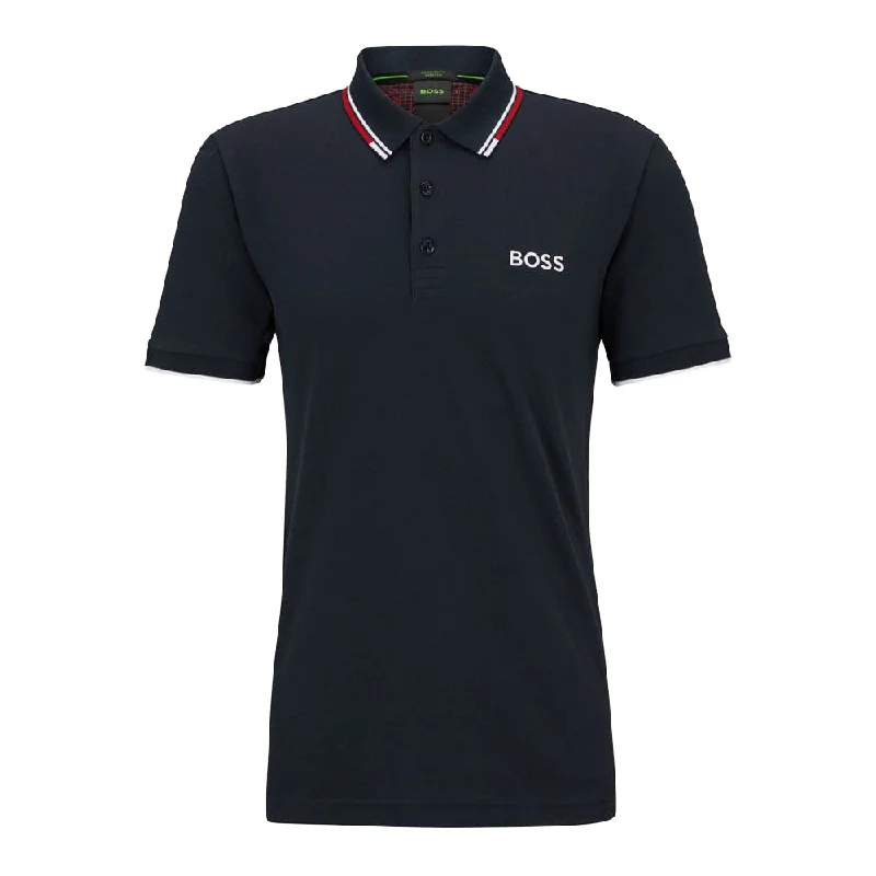 Hugo Boss Men's Paddy Pro Navy Blue Stretch Cotton Short Sleeve Polo T-Shirt