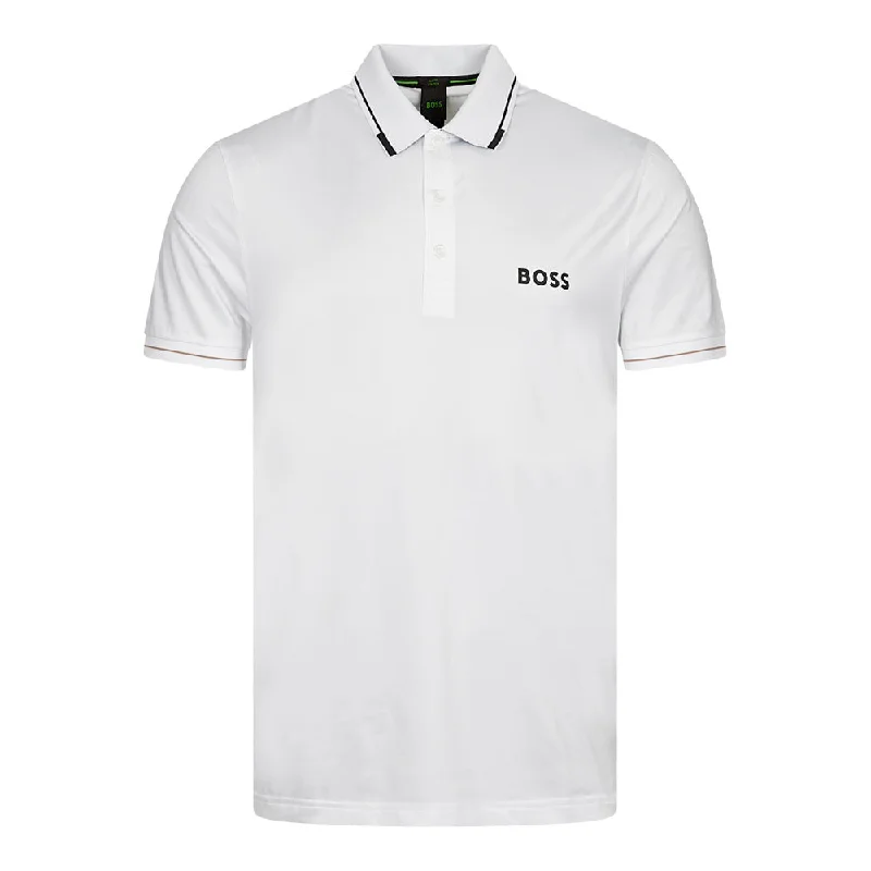 Hugo Boss Men's Paul Pro Slim Fit Short Sleeve Polo Shirt, White