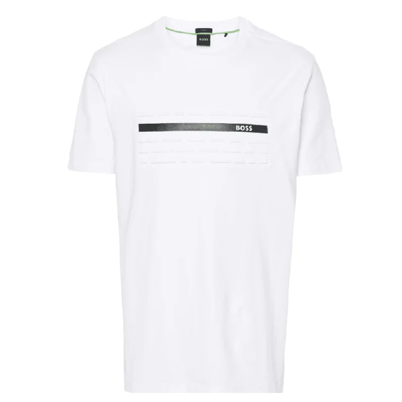 Hugo Boss Men's Tee 4 Raised Print Graphic Short Sleeve T-Shirt, White