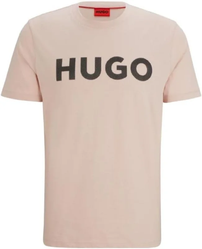 Hugo Men's Dulivio U242 Print Logo Short Sleeve T-Shirt, Pastel Pink