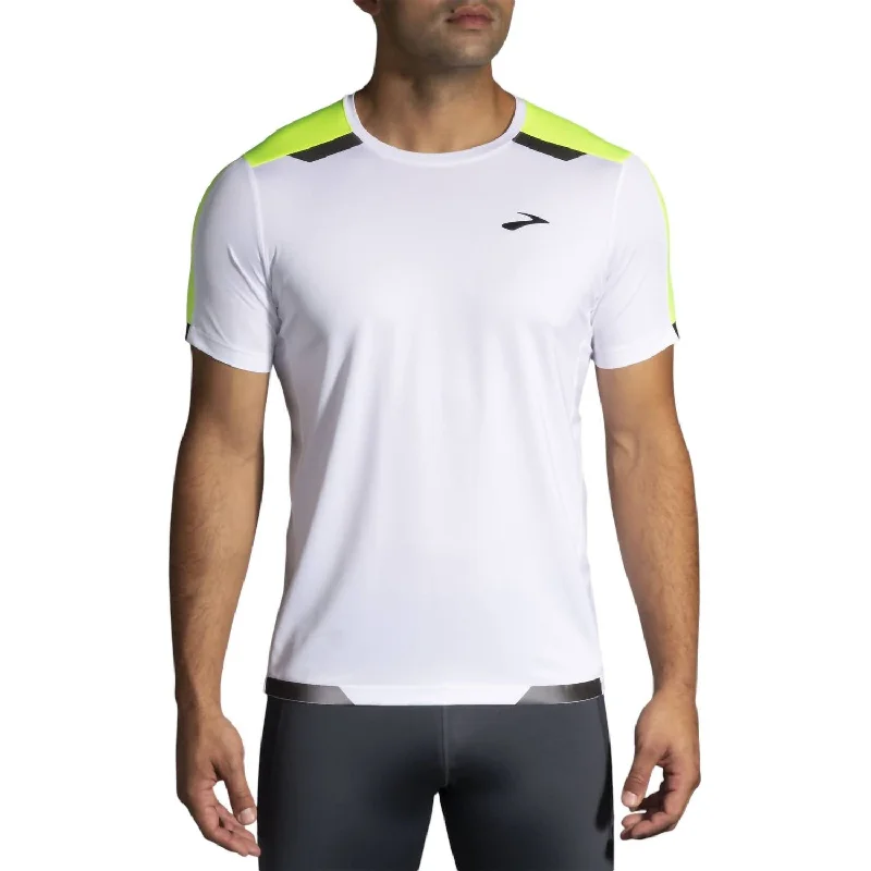 Men's Run Visible Short Sleeve Shirt In White/asphalt/nightlife