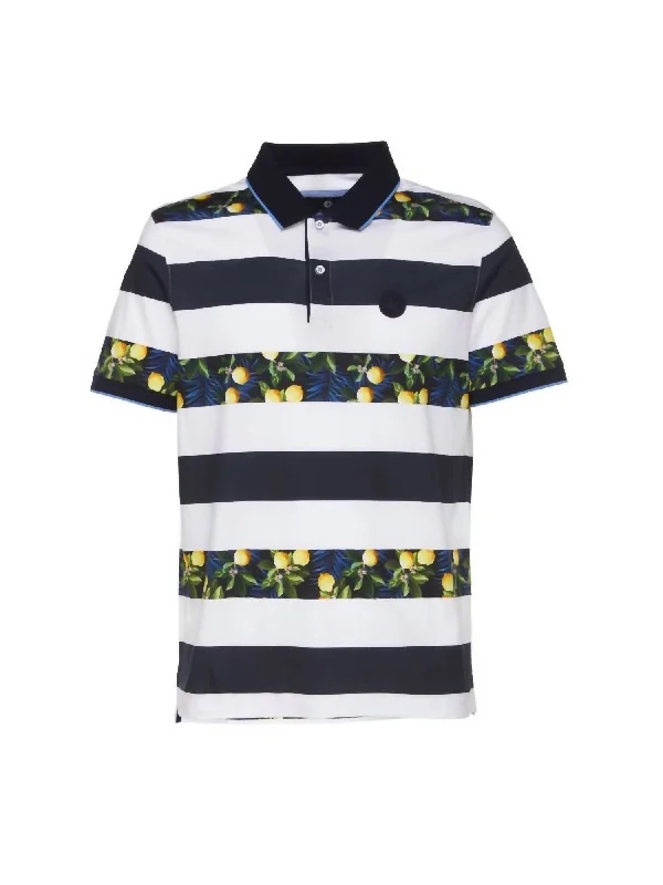 Men's Short Sleeve Polo In Stripe/lemon