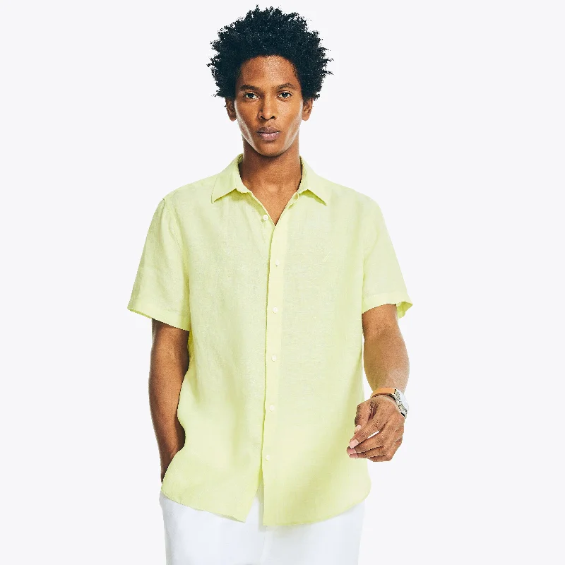 Nautica Mens Sustainably Crafted Linen Short-Sleeve Shirt