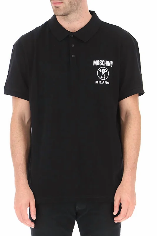 Pique Logo Polo Short Sleeve T-Shirt In Black