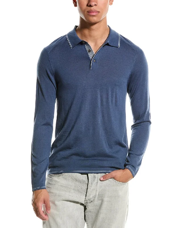 Raffi Trim Detail Wool-Blend Polo Sweater