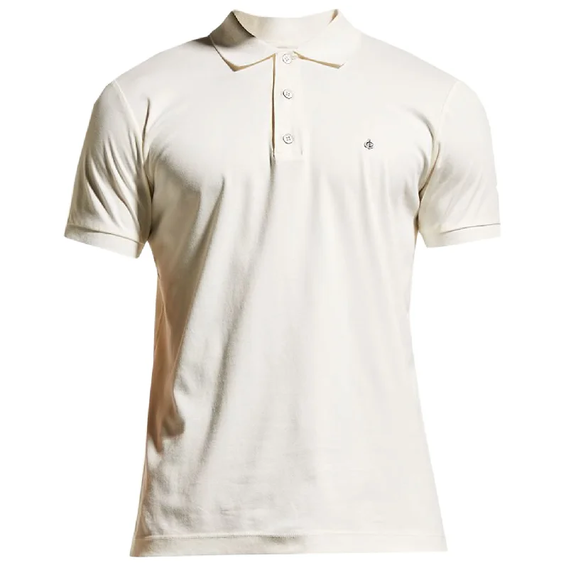 Rag And Bone Men Interlock Short Sleeve Cotton Knit Polo Shirt Ivory