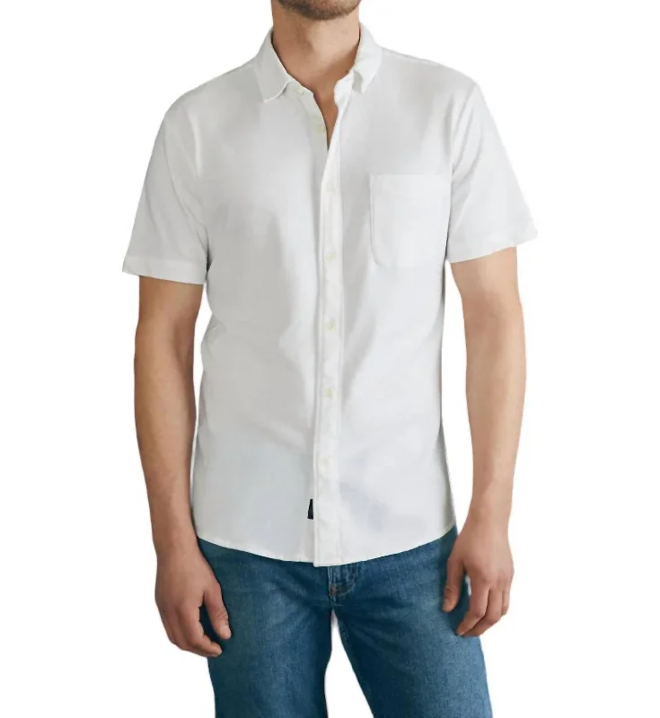 Short-Sleeve Sunwashed Knit Shirt In White