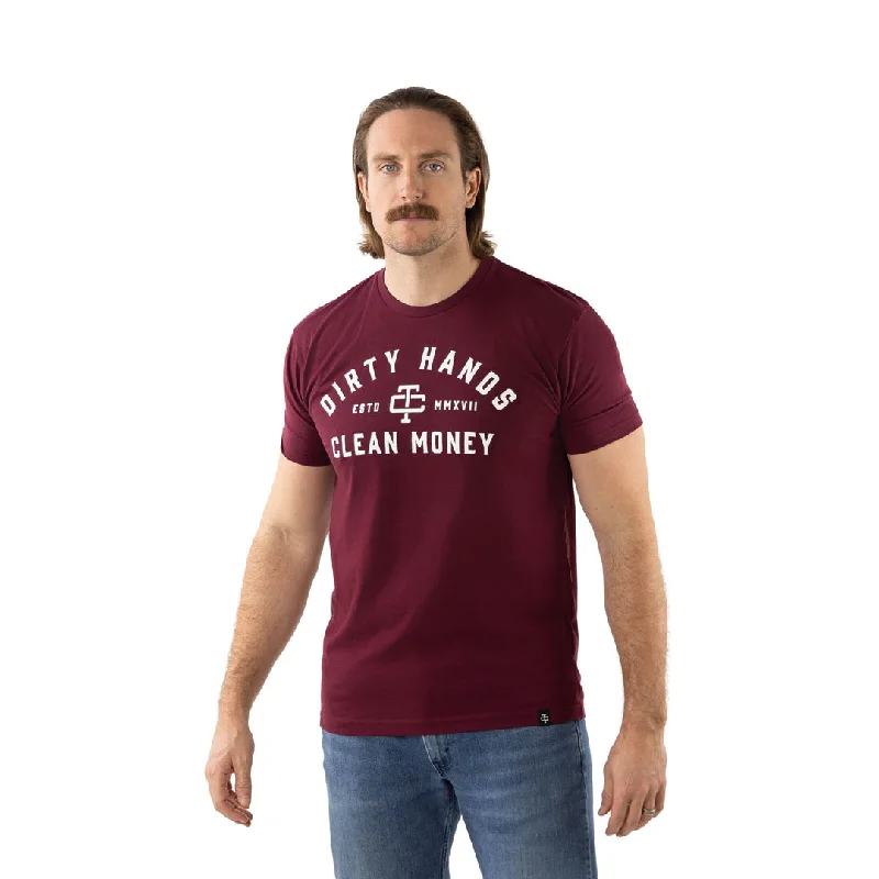 Troll Co. Men's "Dirty Hands Clean Money" Short Sleeve T-Shirt_Maroon