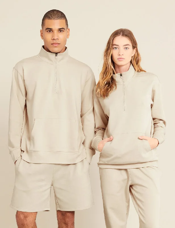 Unisex Quarter Zip Sweater - Sand