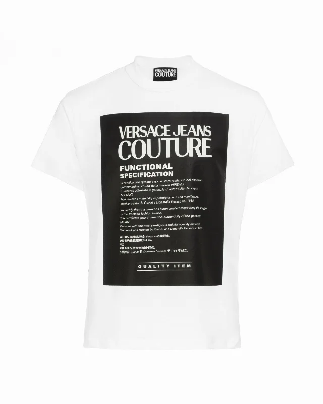 Versace Jeans Couture Men's White Black Label Short Sleeve T-Shirt