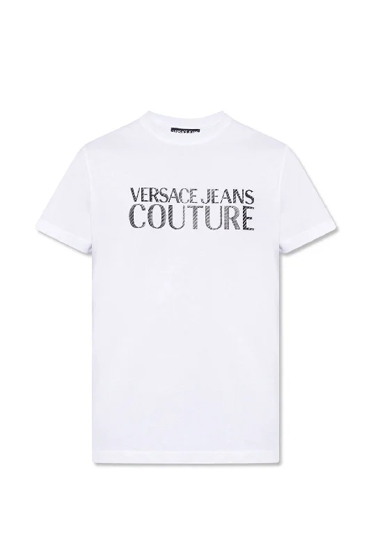 Versace Jeans Couture Men's White Black Logo Short Sleeve T-Shirt