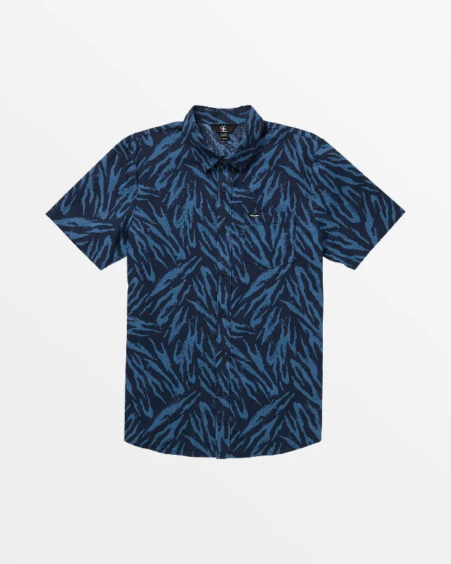 Warbler Short Sleeve Woven Top - Navy Paint