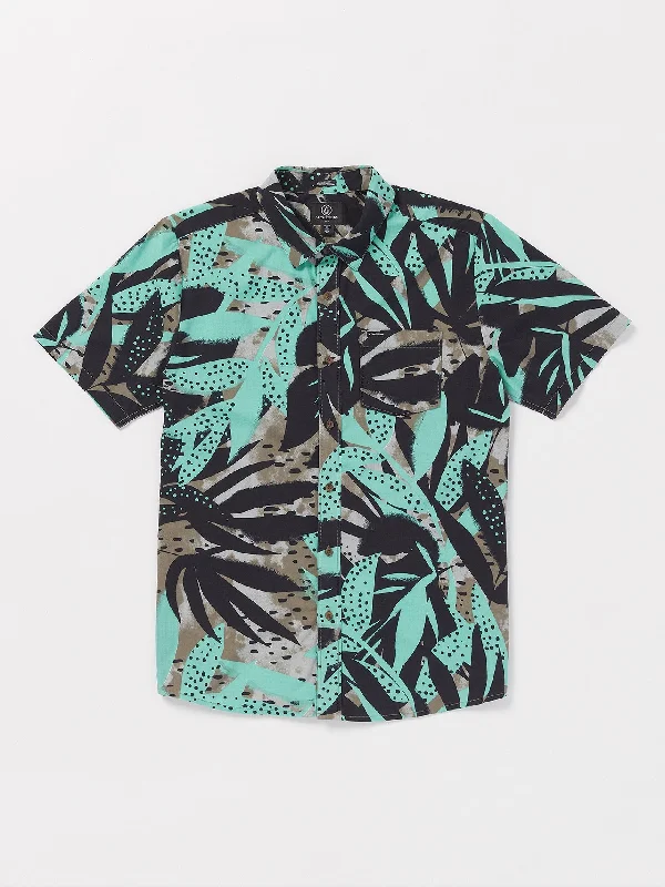 Waterside Floral Short Sleeve Shirt - Dusty Aqua