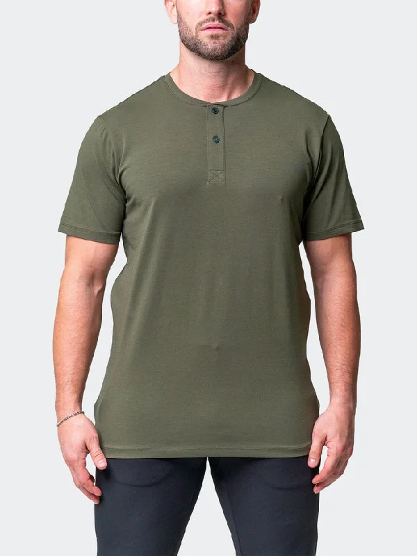 Maceoo Stretch Short-Sleeve Tshirts | Henley Core Green