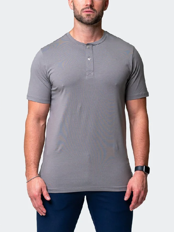 Maceoo Stretch Short-Sleeve Tshirts | Henley Core Grey