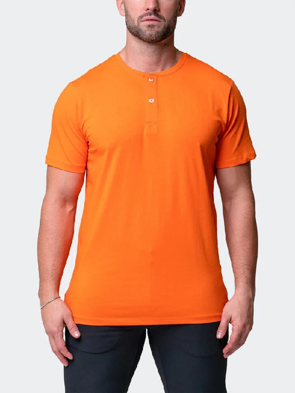 Maceoo Stretch Short-Sleeve Tshirts | Henley Core Orange