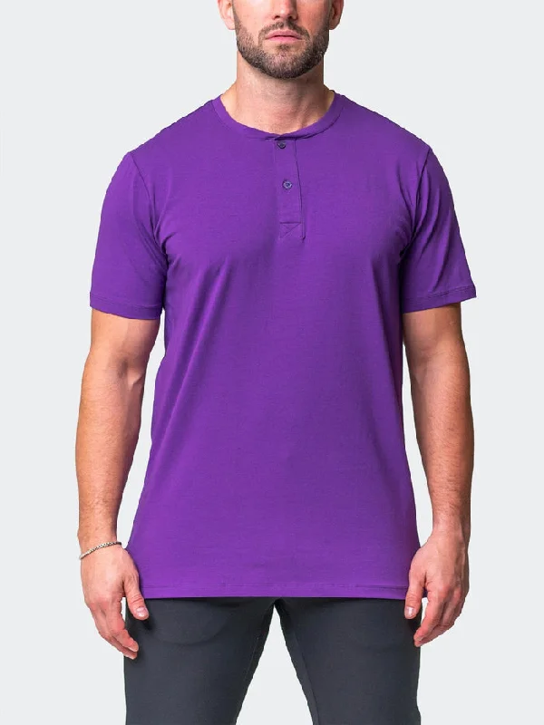 Maceoo Stretch Short-Sleeve Tshirts | Henley Core Purple