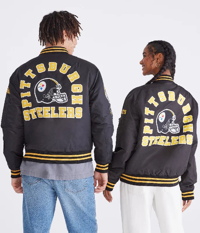 Aeropostale Pittsburgh Steelers Helmet Bomber Jacket