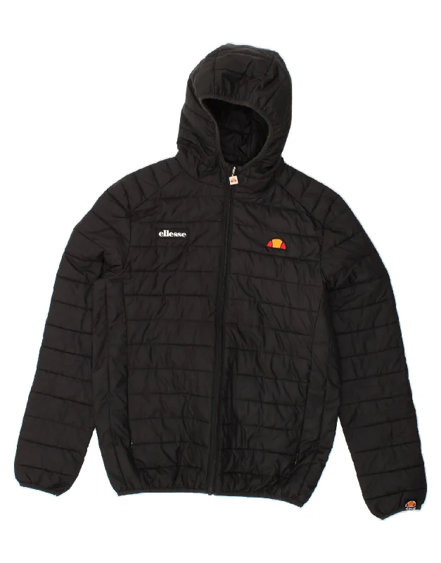 ELLESSE Mens Hooded Padded Jacket UK 36 Small Black Polyester