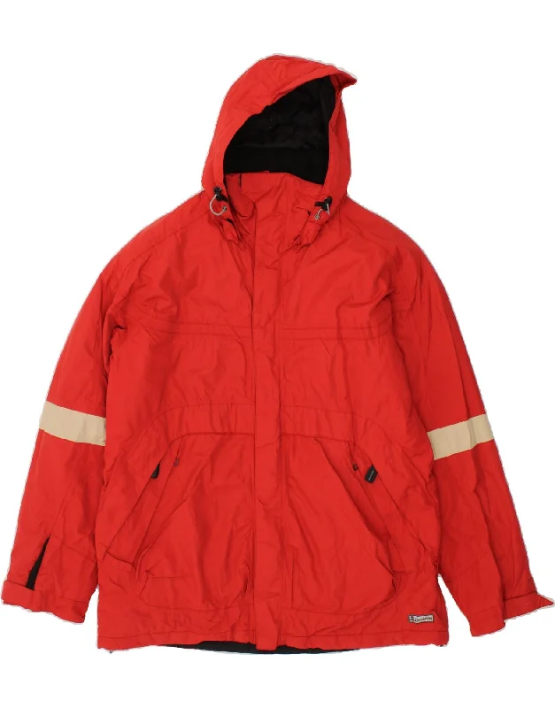 INVICTA Mens Hooded Windbreaker Jacket UK 40 Large Red Polyester