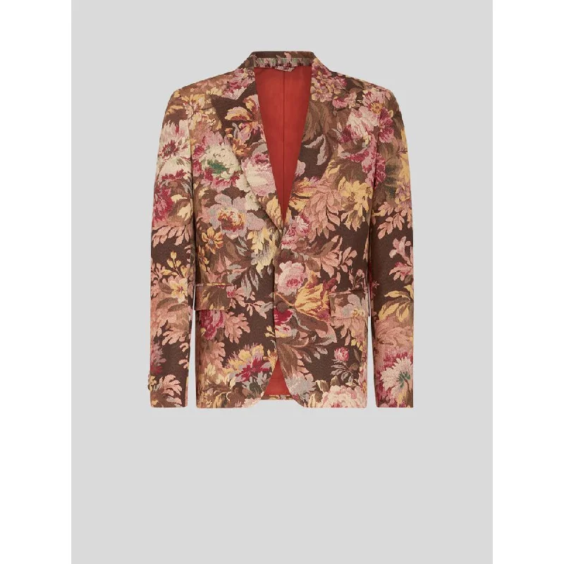 JACQUARD FOLIAGE JACKET WITH FLOWERS