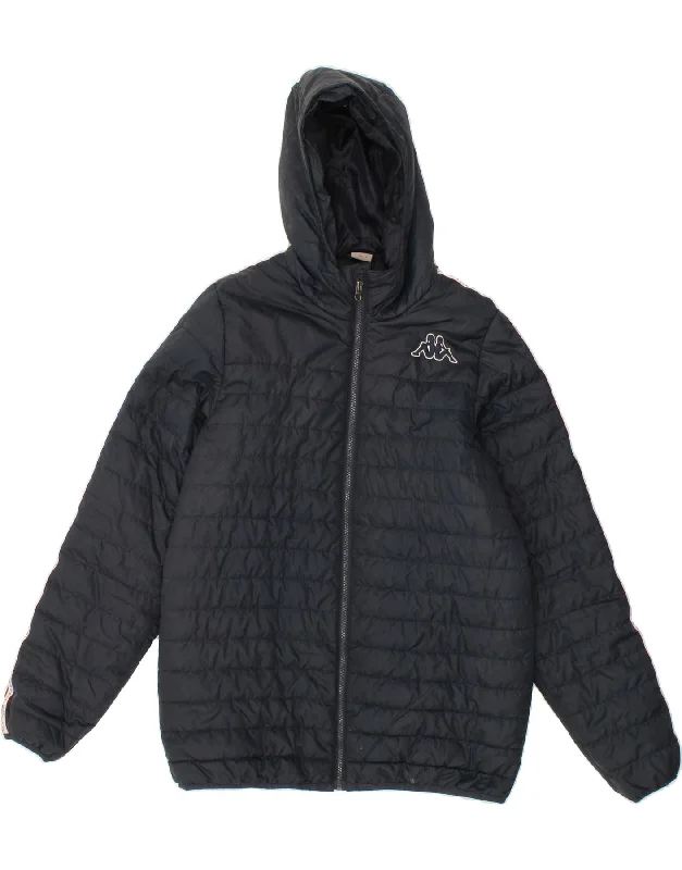 KAPPA Mens Hooded Padded Jacket UK 40 Large Navy Blue Polyamide