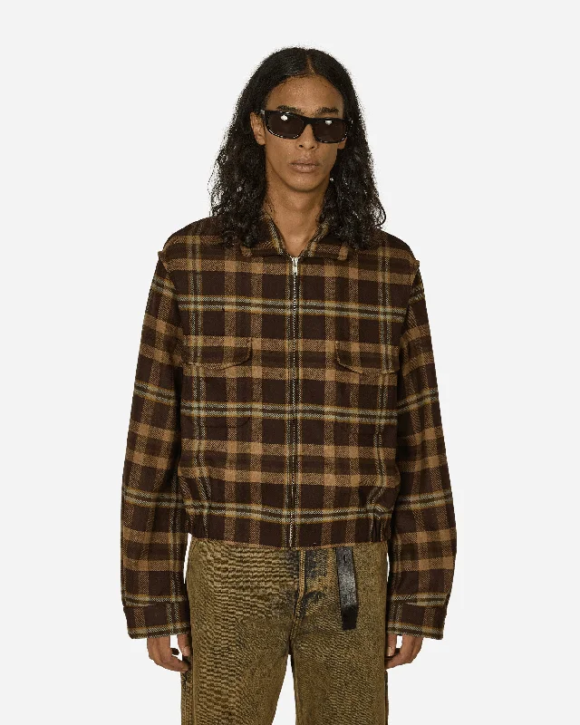 Simmo Tartan Vintage Zip-Up Jacket Brown