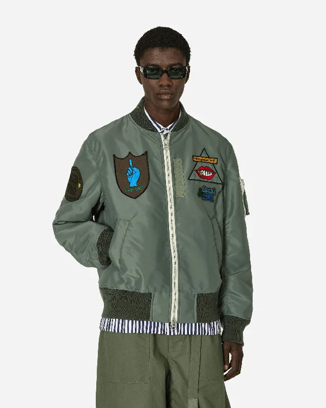 Gonz Nylon Twill Bomber Jacket Khaki