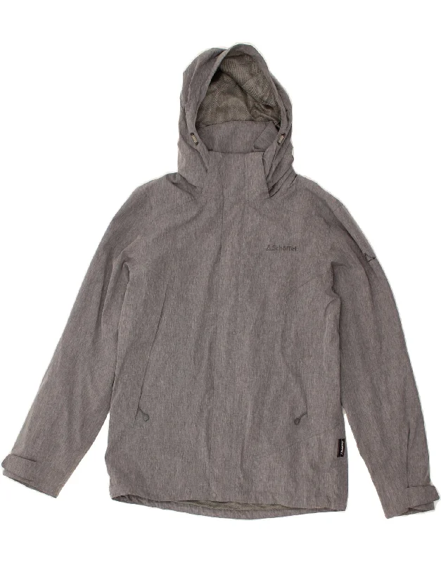 SCHOFFEL Mens Hooded Rain Jacket UK 40 Large Grey Polyester