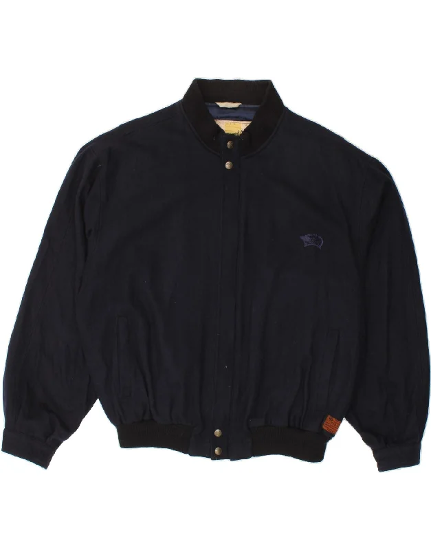 STRATOS Mens Loose Fit Bomber Jacket UK 42 XL Navy Blue Polyester