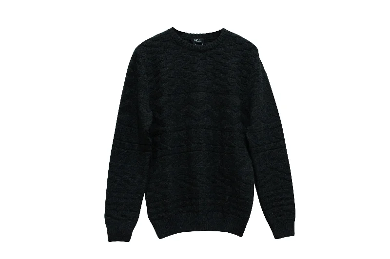 APC Jacquard Tonal Sweater in Grey Wool