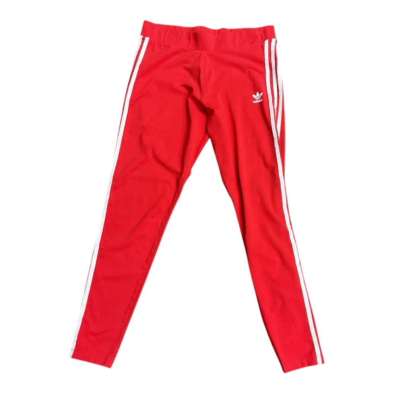 Athletic Leggings By Adidas In Red, Size: L