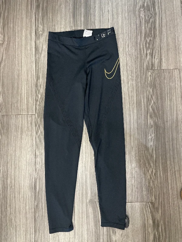 Athletic Leggings By Nike In Black & Gold, Size: M