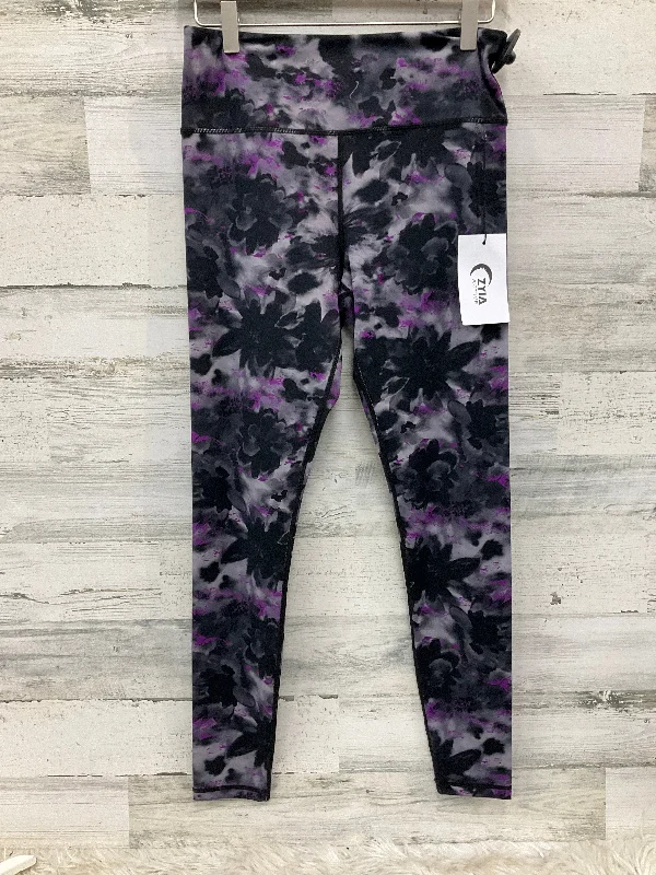 Athletic Leggings By Zyia In Grey & Purple, Size: M