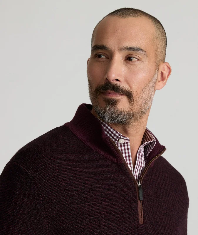 Birdseye Merino Wool Quarter-Zip Sweater