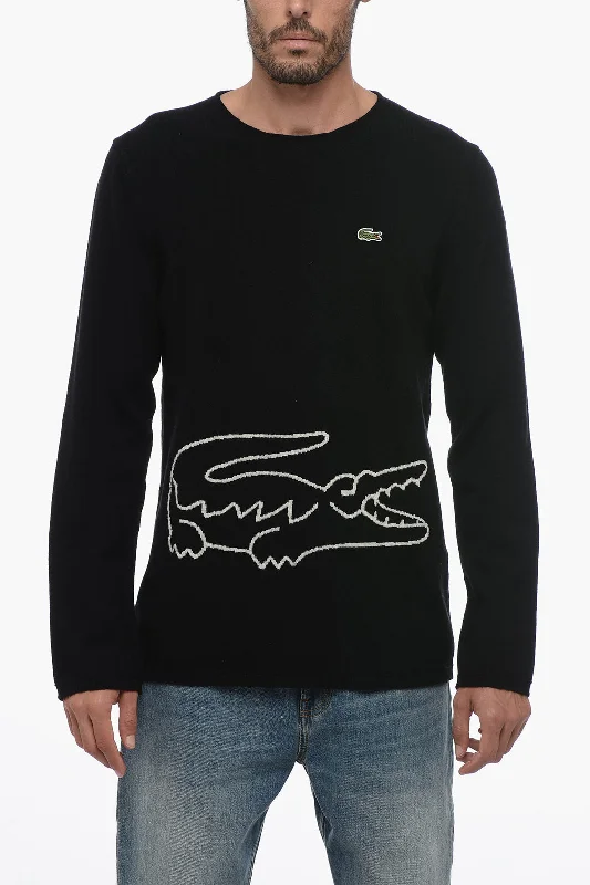 Comme Des Garçons LACOSTE X CDG Crew Neck Wool Sweater with Jacquard Logo