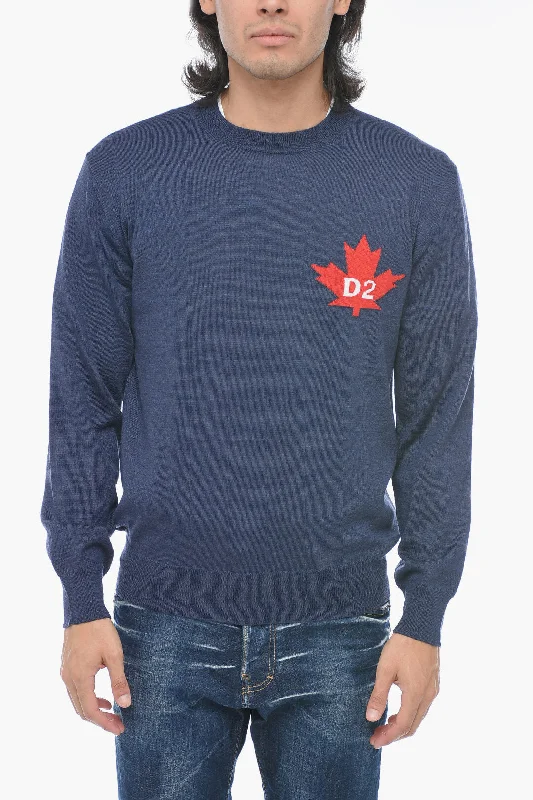 Dsquared2 Wool LEAF Sweater with Cuffs