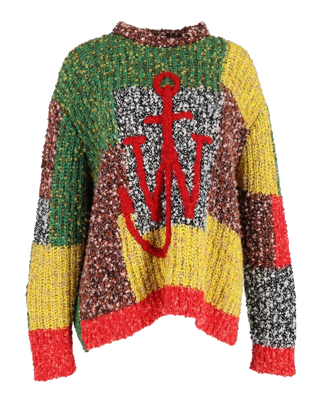 JW Anderson Anchor Patchwork Crewneck Sweater in Multicolor Wool