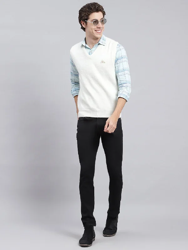 Men Off White Solid Angoora Sweater