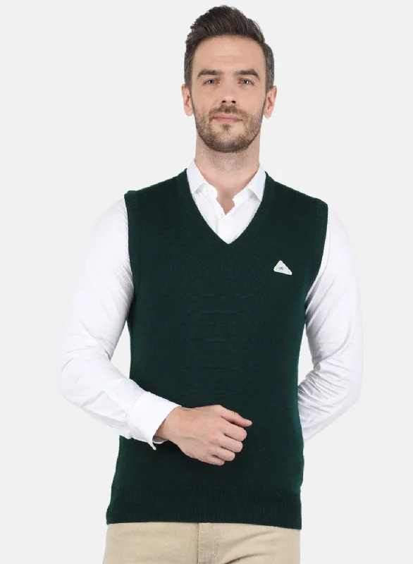 Men Green Solid Sweater