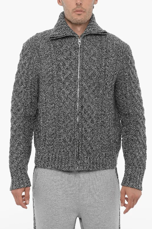 Neil Barrett Cable Knit Wool Sweater with Two Pockets