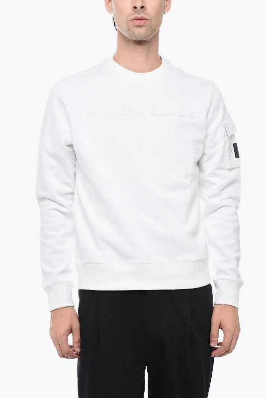 North Sails Brushed Cotton Crewneck Sweater With Embossed Logo