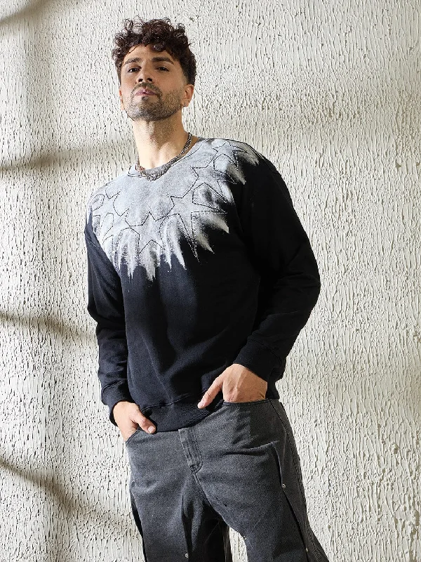 Black Star Embroidery Ombre Sweatshirt