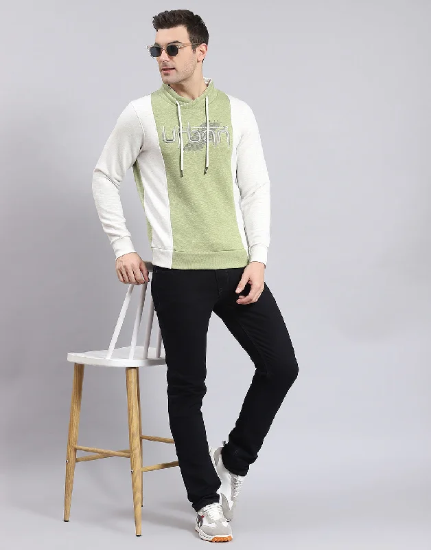 Men Green Solid F Neck Full Sleeve Sweatshirt