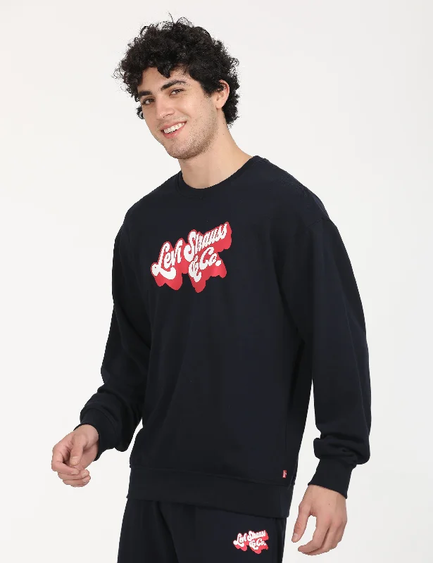 Men's Solid Navy Crew Neck Sweatshirt