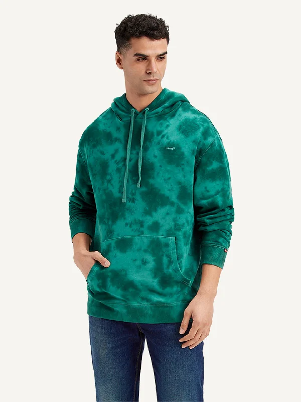 Men's Tie-Dye Teal Hooded Sweatshirt