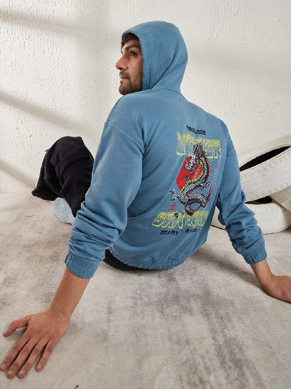 Petrol Blue Dragon Oversized Sweatshirt