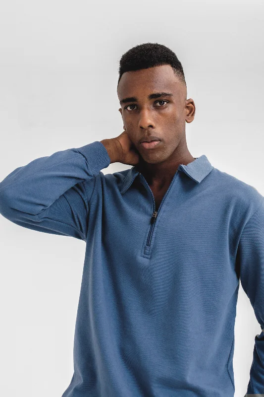 Polo Q-zip Sweatshirt in Yale Blue